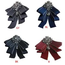 Мужская Свадебная лента для шеи галстук искусственный кристалл Стразы капля Бабочка Брошь, значок на булавке