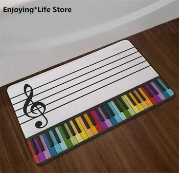 

Colorful Shower Curtain Set Colorful Keyboard Music Shower Curtain Bath Mat Waterproof Fabric 72''x72'' With 12 Hooks