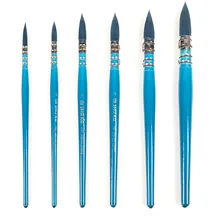 Синяя деревянная кисть для письма для художника, акварельная краска, стильные акварельные кисти, принадлежности для заостренной художественной краски во французском стиле