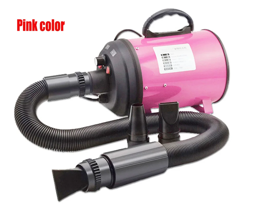Pink color 3 цвета ЕС Plug Pet Сушилка Воздуходувка Регулируемая Собака сушилка для груминга фен для домашних питомцев мощная низкая Noice Воздуходувка с 3 насадками - Цвет: Pink color