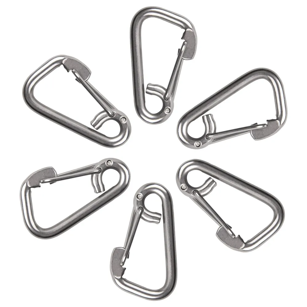 

6pcs/lot Stainless steel Carabiner climbing lock D-type automatic security lock mountaineering lock buckle hanging equipment