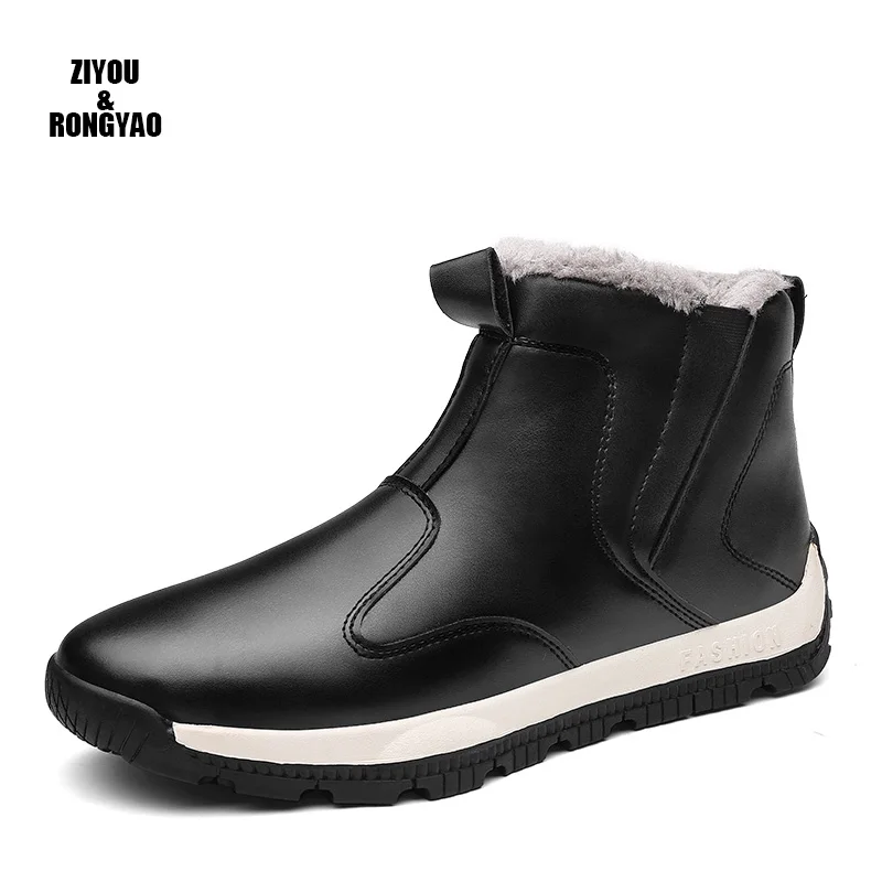 

2019 Men Shoes Comfortable Chaussure Casual Flat Boots Men warm fur Leather Winter winter Hiking Ankle Boots size48 sneakers