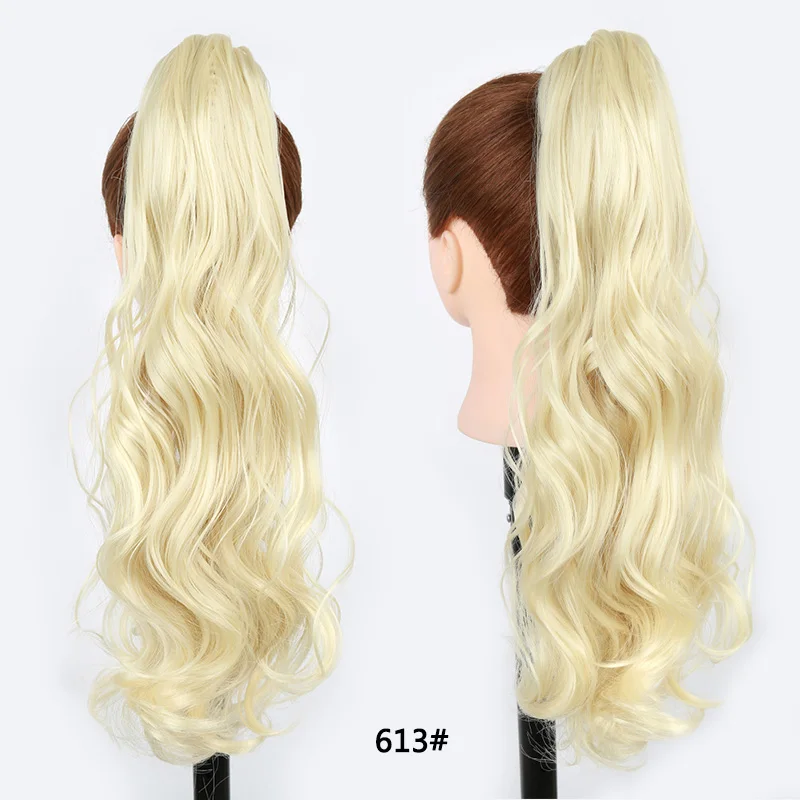 Заколка-коготь, конский хвост, волнистые длинные волосы, блонд, коричневый, синтетические волосы для наращивания, конский хвост для женщин - Цвет: #613