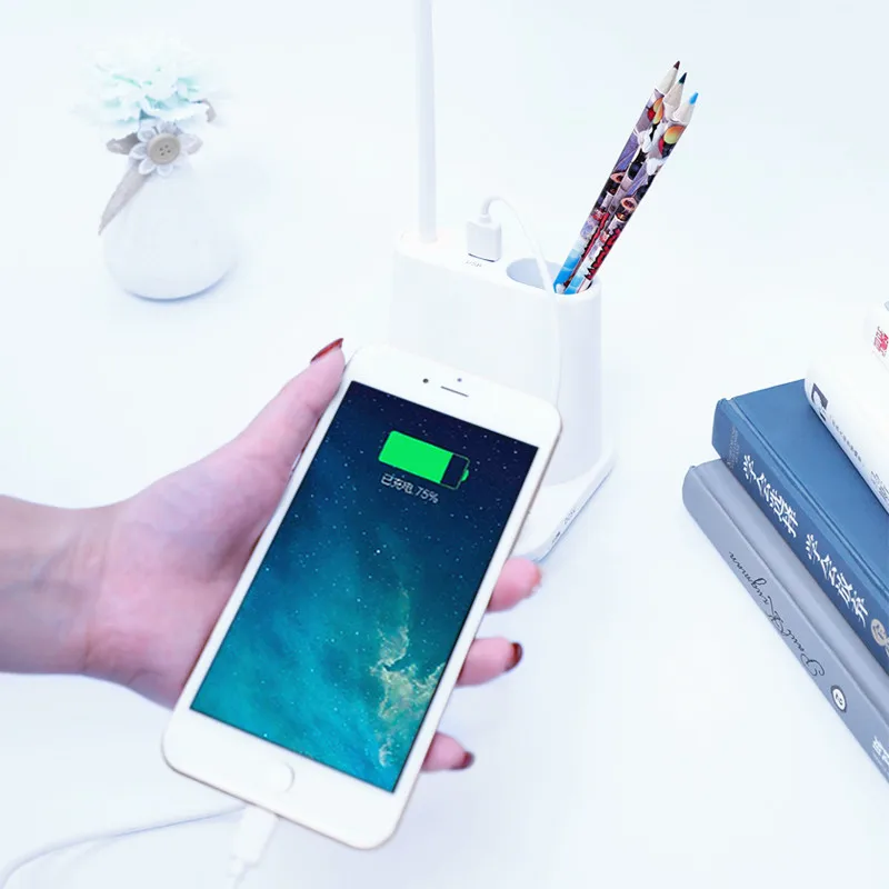 USB настольная лампа перезаряжаемый сенсорный регулируемый светодиодный настольный светильник для детей, для чтения, кабинета, прикроватной кровати, спальни, гостиной