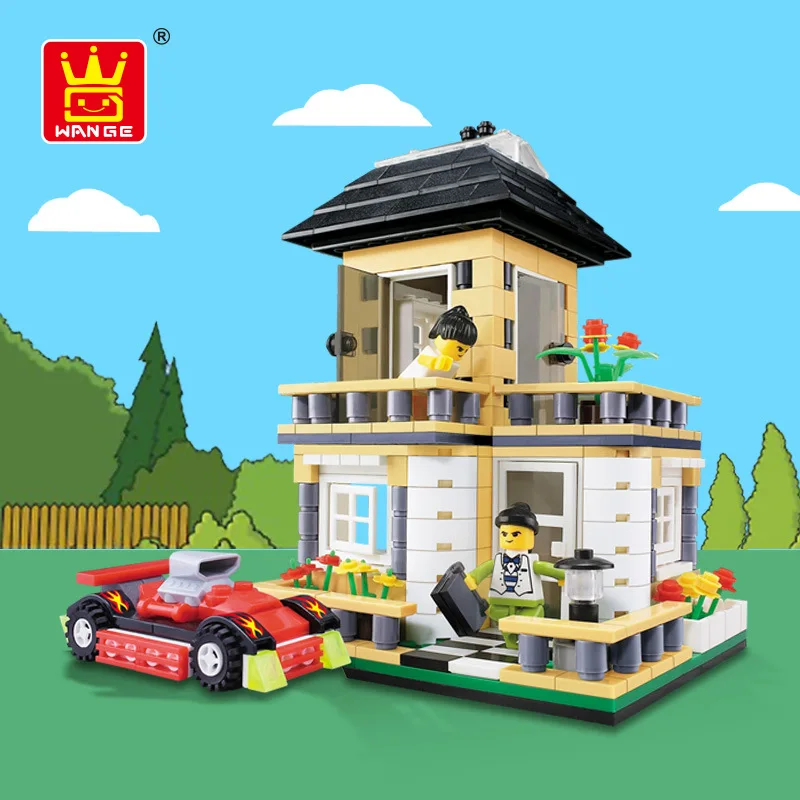 

Wange Villa House DIY Stereo Model Children'S Educational Small Particles GIRL'S Play House Toys Gift