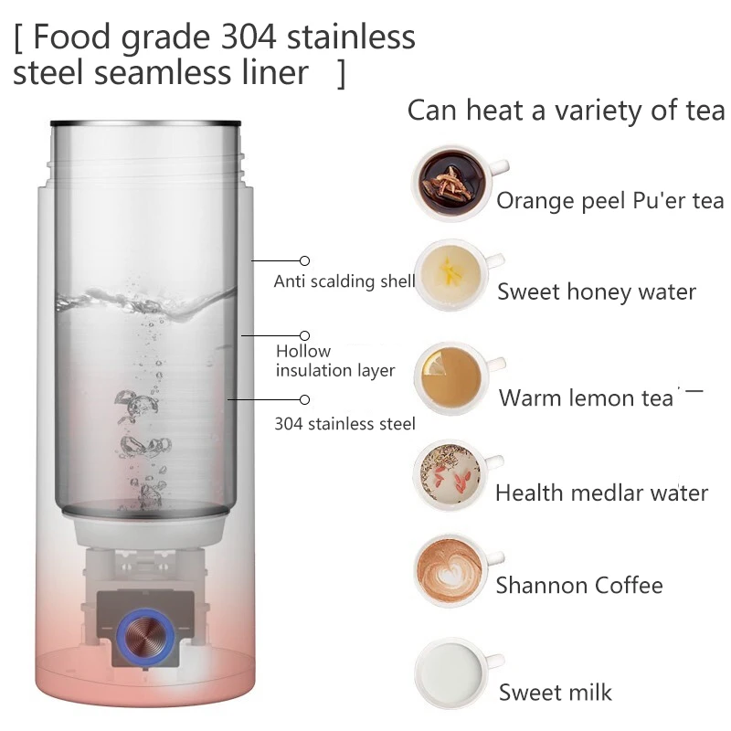 UGASUN Portable Electric Kettle Thermal Cup Coffee Travel Water Boiler Temperature Control Smart Water Kettle Thermos