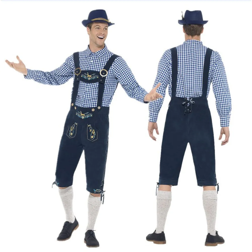 Мужской костюм для Октоберфеста Lederhosen Bavarian Octoberfest Немецкий фестиваль пива Хэллоуин тавернтопы+ Herren брюки комплект+ шляпа