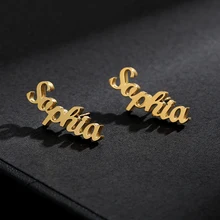 Stainless Steel Custom Name Stud Earrings For Women Personalized Nameplate Earrings Fashion Jewelry Oorbellen Pendientes Mujer