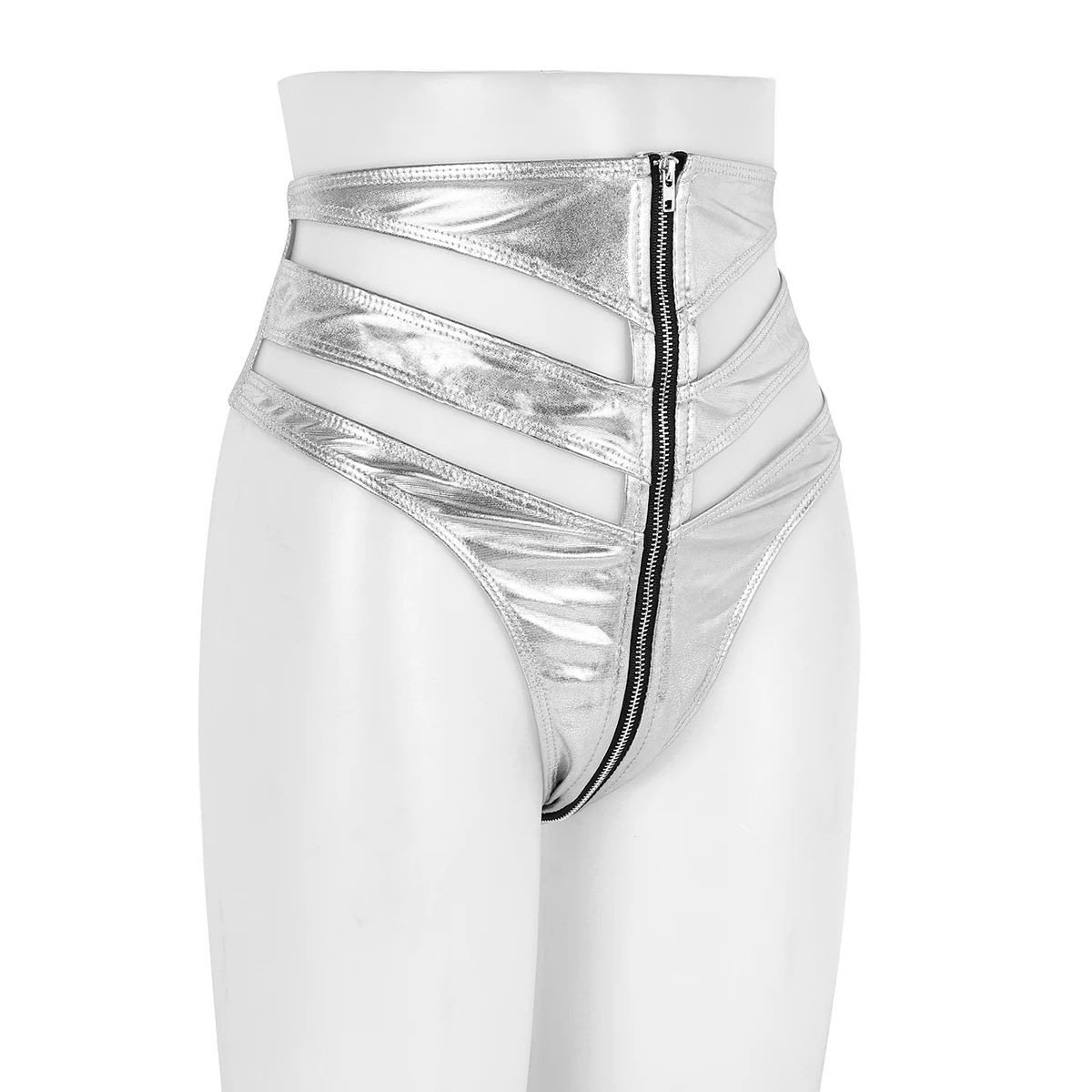 Ceny TiaoBug błyszczące, metalowe, wysokiej talii, z przodu na zamek błyskawiczny kobiety Hot Sexy Mini szorty klub nocny Party Rave etapie słup kostium taneczny