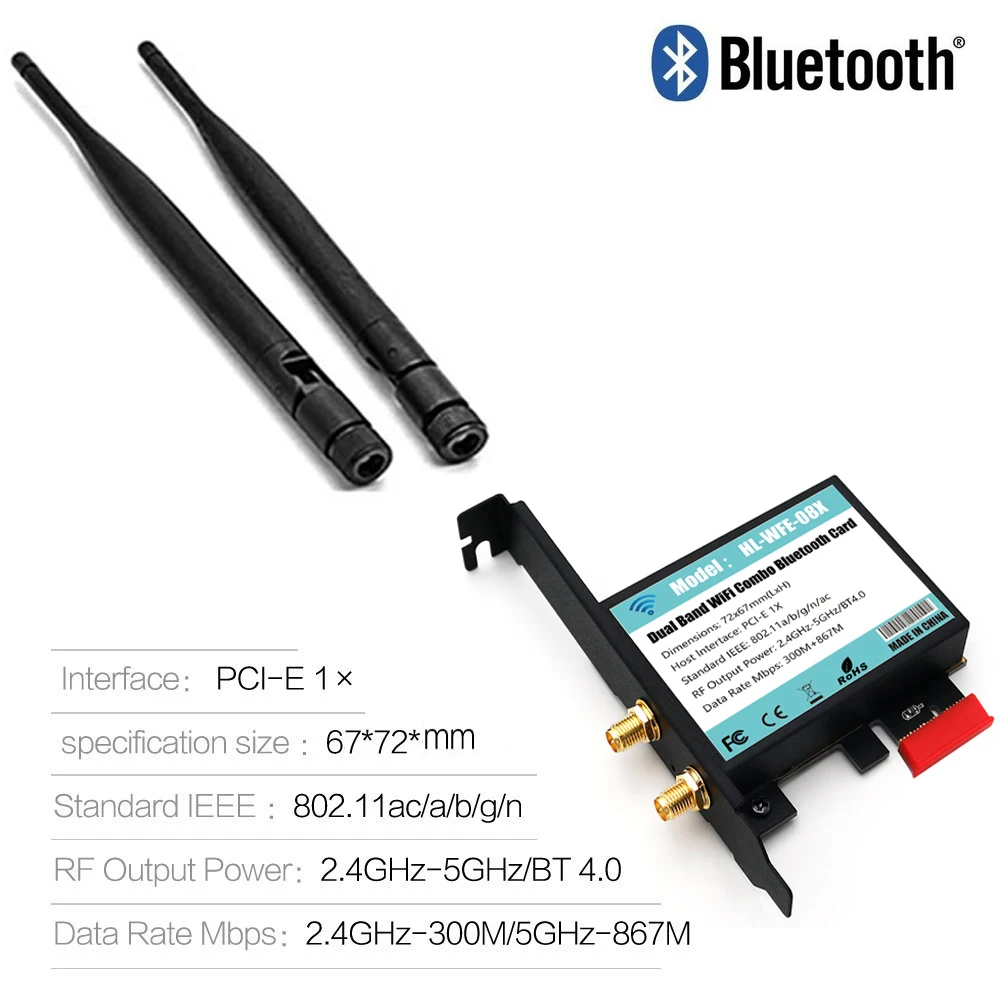 Wi-Fi, Ethernet сетевой карты 7265 модуль для PCI-E 1X Wi-Fi адаптер Bluetooth 4,0 Dual Band 2,4 ГГц Wi-Fi 5 ГГц 802.11AC A/B/G/N Wi-Fi