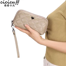 Дневной Клатч женский брендовый Дизайн Алмазная решетка Portefeuille Femme из натуральной кожи женский кошелек-клатч модные длинные сумки с ремешком