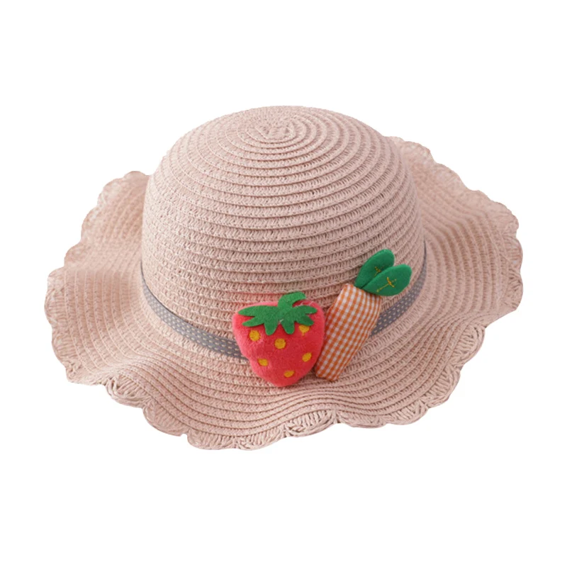 pink hat Горячая шляпа Сумка Набор волнистые соломенные шляпы клубника редис Кепка одно плечо сумка для детей весенний Летний пляж A66 - Цвет: pink hat
