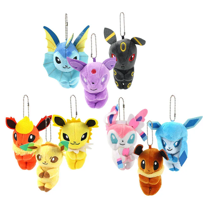 9 шт./компл. Иви Umbreon Sylveon плюшевые подвески игрушки мультфильм брелок плюшевая кукла подарок для детей