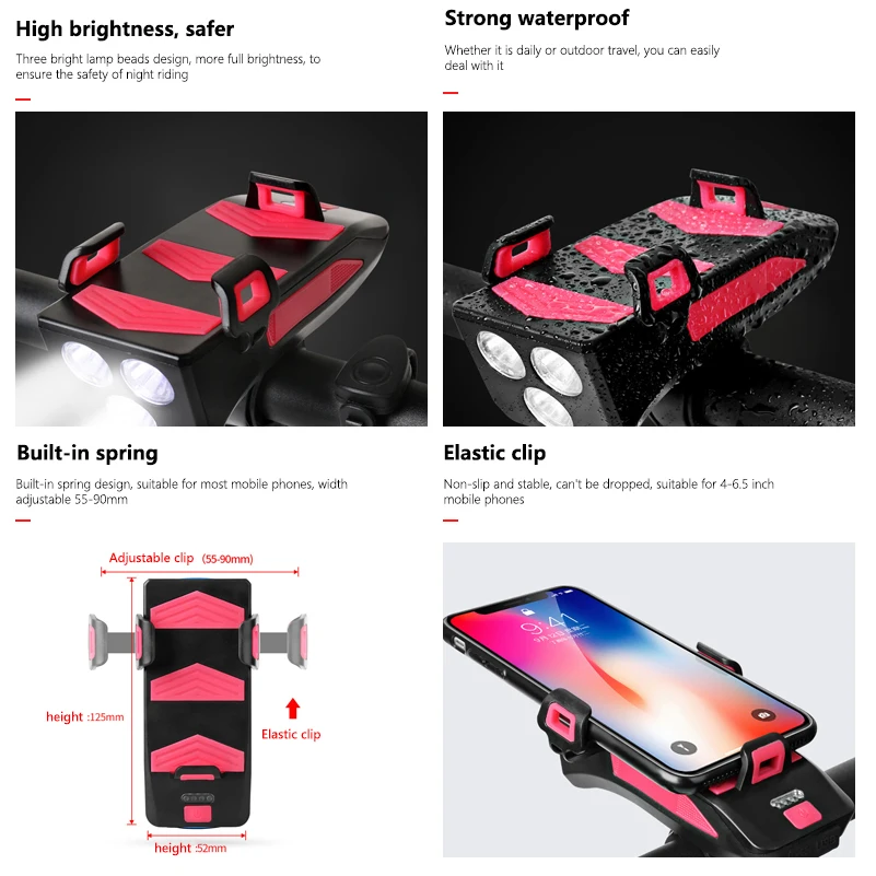 Велосипедный держатель для телефона 4 в 1 зарядного устройства Power bank Charger