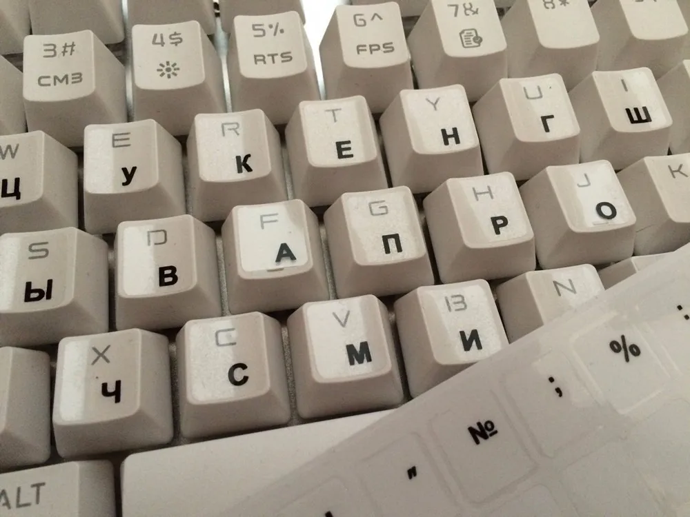 1 шт., русские прозрачные наклейки на клавиатуру, Русская раскладка, алфавит, черно-белые этикетки, буквы для ноутбука, компьютера, ПК, ноутбука