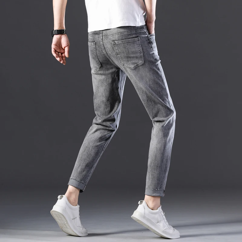 Great Value Jeans in Regular Fit Ankle-length Mens Ripped Holel  Design Harem Pant Streetwear Boy Retro Casual Trousers Cropped Jeans gray