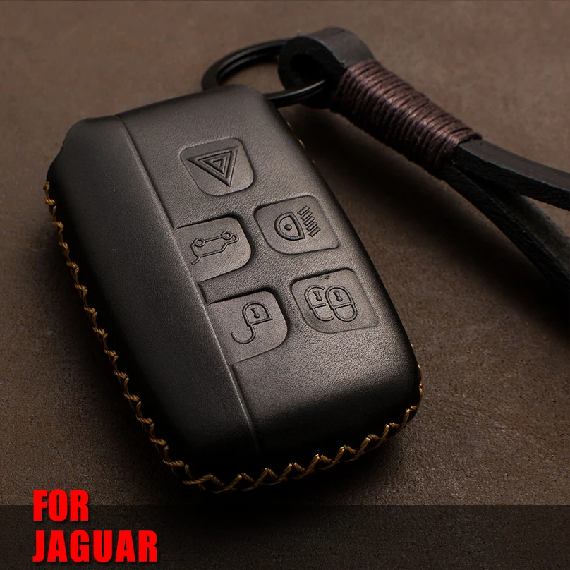 

For Jaguar XE XJ XJL XFL XEL XF F-PACE C-X16 V12 Guitar F X Type Genuine Leather Car Remote Key Fob Shell Cover Case Key Holder