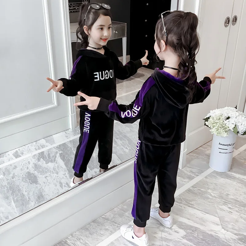 

New Style Spring And Autumn Autumn Clothing 2019 Girls Korean-style Suit 9 Zhejiang Province 5-Year-Old Children Gold Velvet 7 G