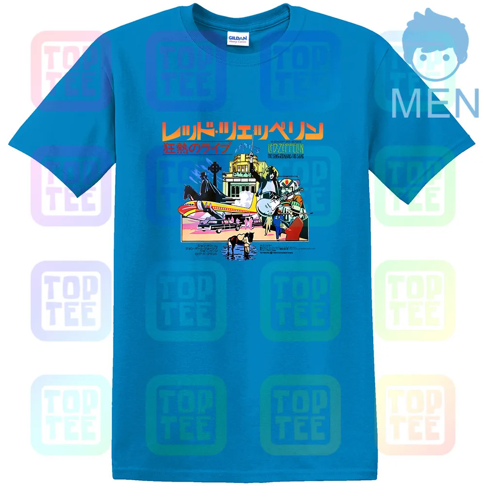 MEN-ROYAL BLUE Led Zeppelin группа футболка Японская песня остается тот же фильм Ретро Винтаж уличная размеры S-3Xl - Цвет: MEN-ROYAL BLUE
