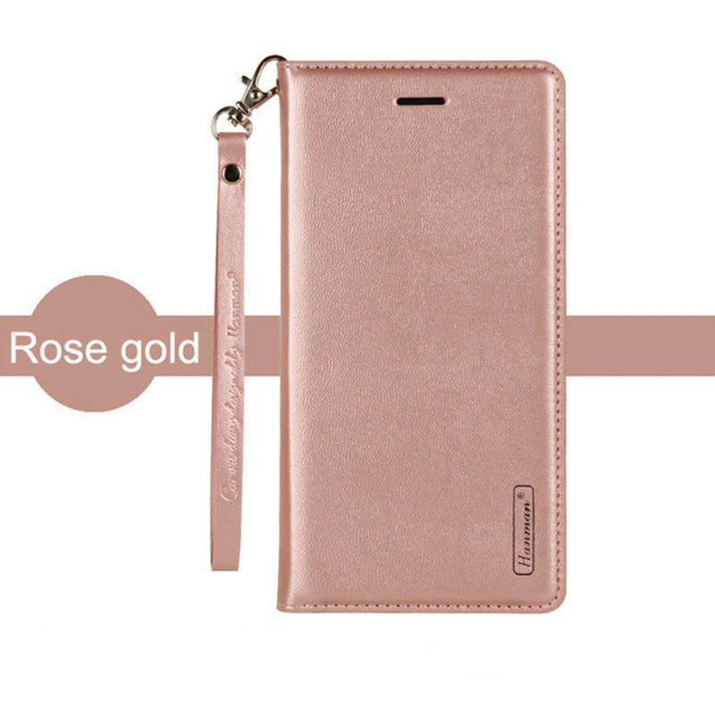 Rose gold Кожаный чехол Hanman с откидной крышкой для Apple iPhone 8 Plus XR 11 Pro Max для бизнеса с подвеской из веревки, серия кошельков, слотов для карт, чехол - Цвет: Rose gold