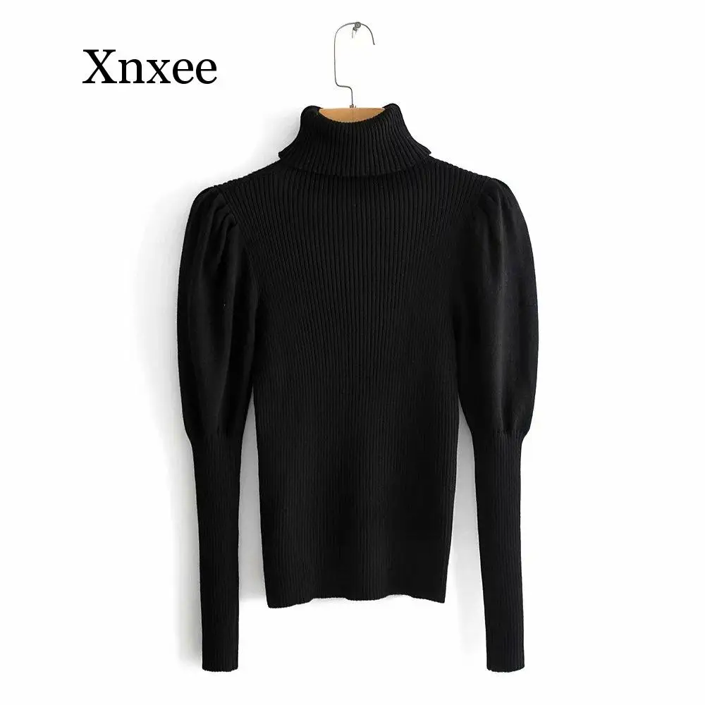 2019 women fashion turtleneck puff sleeve basic knitting sweater autumn solid color casual slim pullovers chic leisure tops 2019 women fashion turtleneck puff sleeve basic knitting sweater autumn solid color casual slim pullovers chic leisure tops