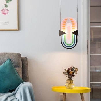 

New Colored Acrylic LED Pendant Lights Modern LED Decor Living Room Pendant Lamp Bedroom Lighting for Decor Rainbow Luminaria