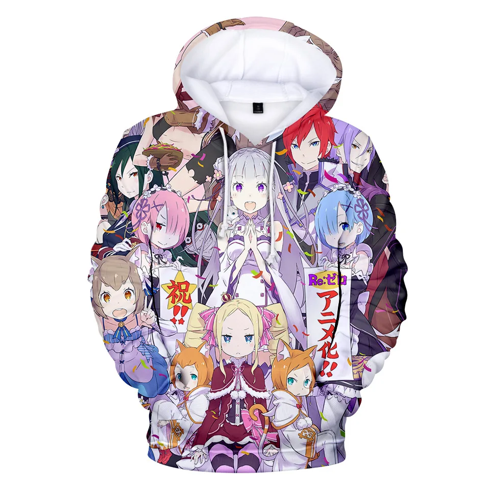 Natsuki Subaru толстовка с капюшоном Re ZERO стартовый Аниме толстовки Rem Ram для