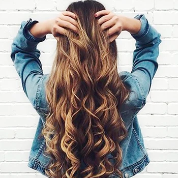 

WTB 24" Long Black Brown Clip in One Piece Hair Extension Water Wave High Temperature Synthetic Natural Hair for Women Hairpiece