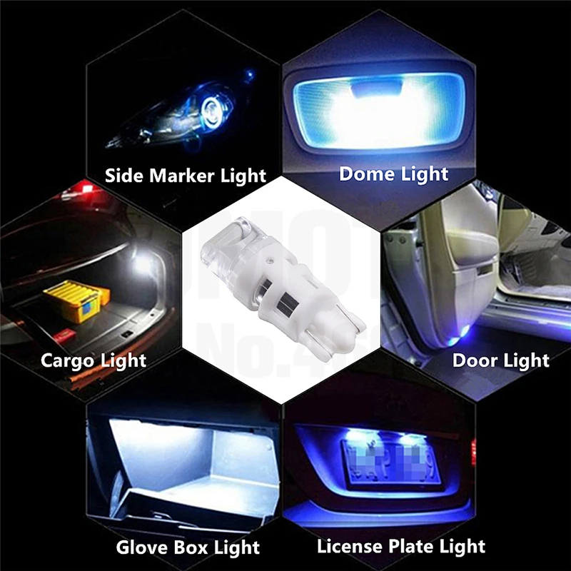 100x T10 светодиодный 194 168 W5W 3 светодиодный 501 2835 SMD авто отложным воротником сбоку номерной знак светильник лампа габаритного огня AC/DC 12V