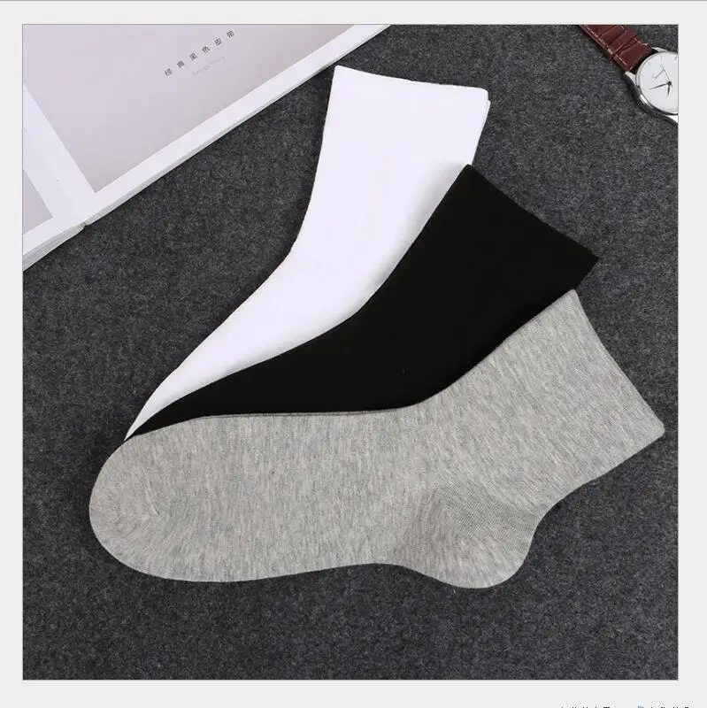 

Men Solid Cotton Ankle Socks Boys Black Grey White Warm Winter Socks Crew Socks Business Men Short Socks 6 Pairs/lot AL224SC
