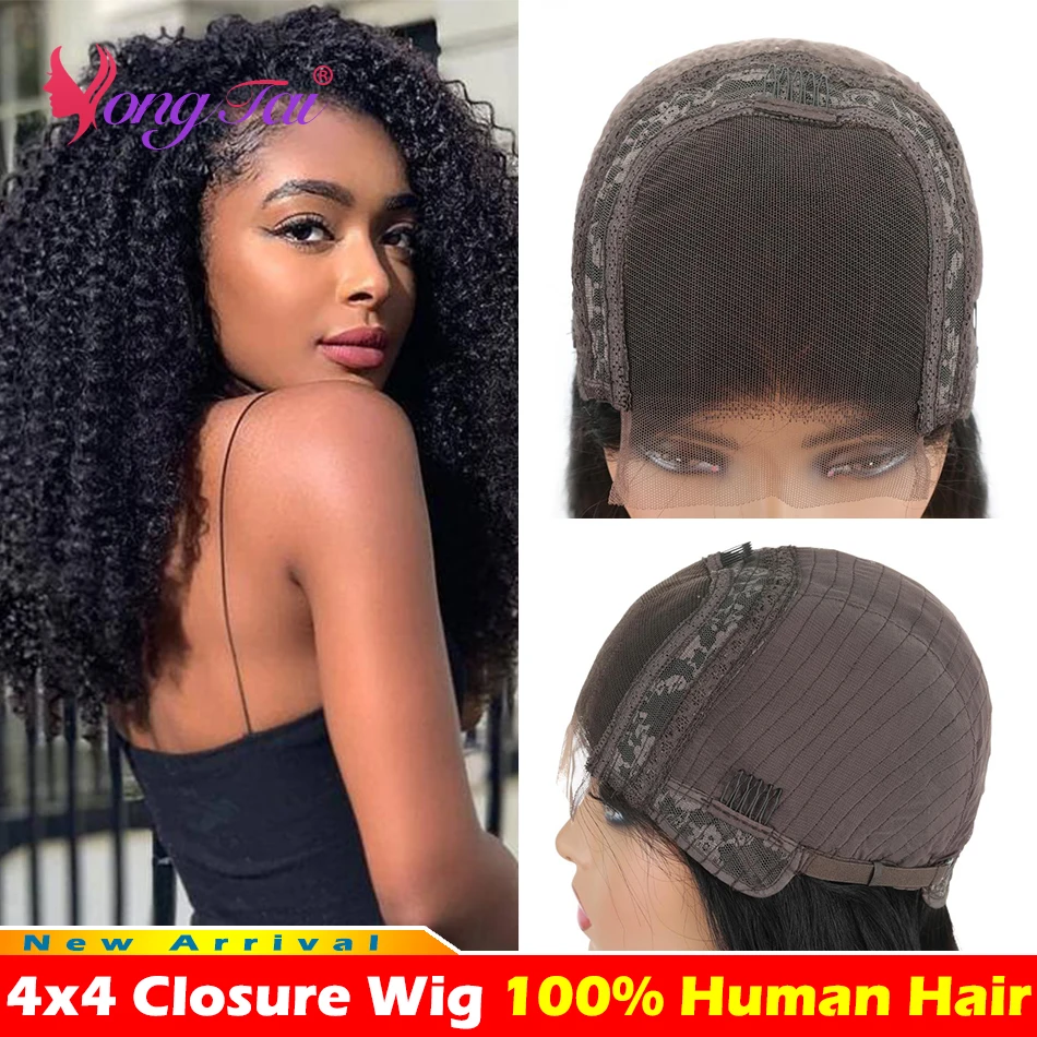 

YuYongtai Brazilian Kinky Curly 4x4 Closure Wig Pre Plucked 13x4 Lace Front Wigs 360 Lace Frontal Human Hair Wigs For Women Remy