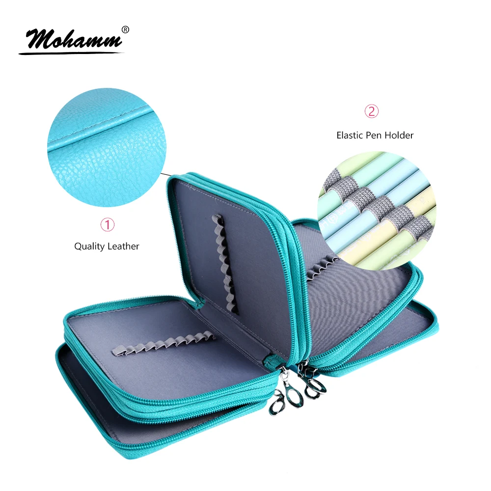 Online 72 halter 4 Schichten Handliche PU Leder Schule Bleistifte Fall Große Kapazität Farbige Bleistift Tasche Für Studenten Geschenk Kunst Liefert