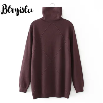 

Blvyisla Thin Bottoming Sweater Oversize Female Warm Winter Pullovers High Neck Knit Sweaters Plus Size Tops