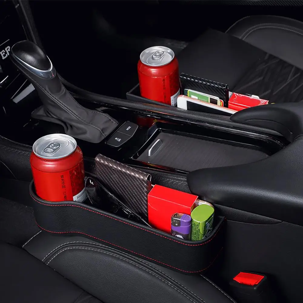 Comprar Caja de almacenamiento organizador de asiento de coche caja de PU bolsillo asiento de coche hendidura lateral para monedero teléfono monedas cigarrillos llaves, tarjetas Universal