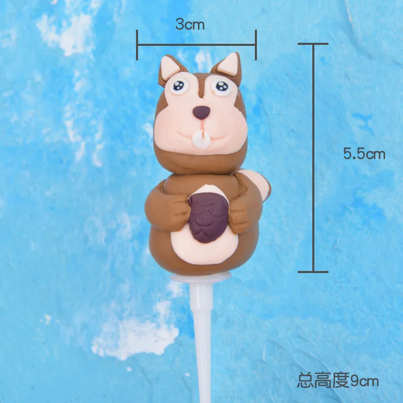 squirrel Soft Pottery Cake Decoration Cartoon Forest Small Animal Topper Lion Squirrel Birthday Baby Shower Party Cake Decor Favor - Цвет: squirrel