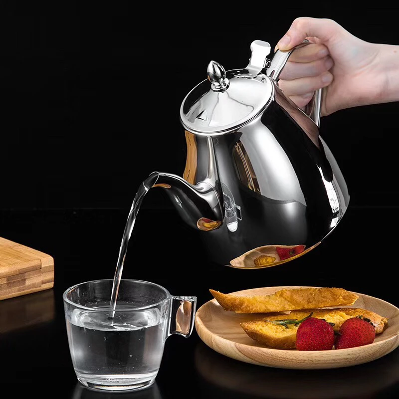 Teiera In Acciaio Inox Con Filtro A Rete Rimovibile - 1L/1.5L, Per Tè E Caffè, Per Casa, Bar E Ristoranti