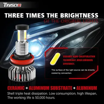 

Conversion LED Headlight Waterproof Lamp TXVSO8 X3 H8/H9/H11 Car Error Free