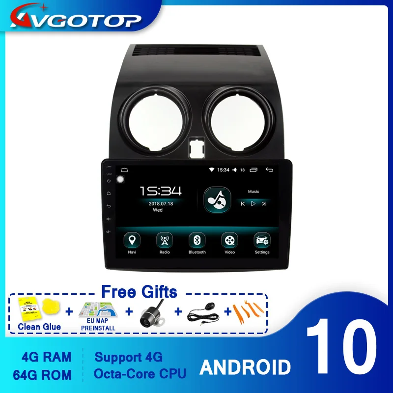 Автомобильный DVD-мультимедийный плеер AVGOTOP Восьмиядерный процессор Android 10 0 4 Гб