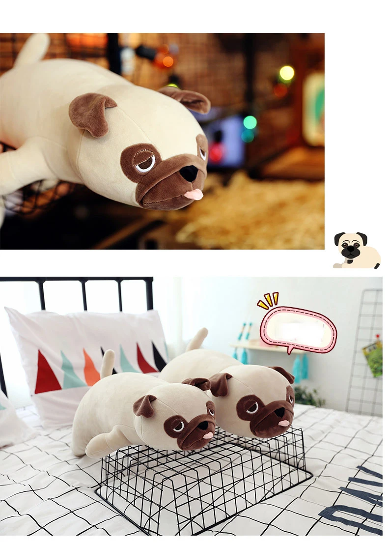 Новые милые животные Kawaii собака кукла детская подушка для сна подарок на день рождения Детская Девочка мягкая аппетитная Мопс Stuffedl 55-75 см WJ150