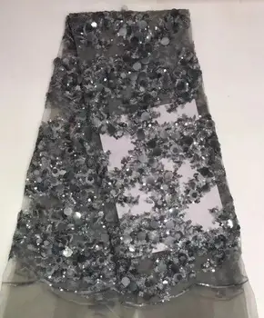 

newest muti color sequin Modern design French net lace fabric African sequins lace embroidery tulle lace fabric for party dress