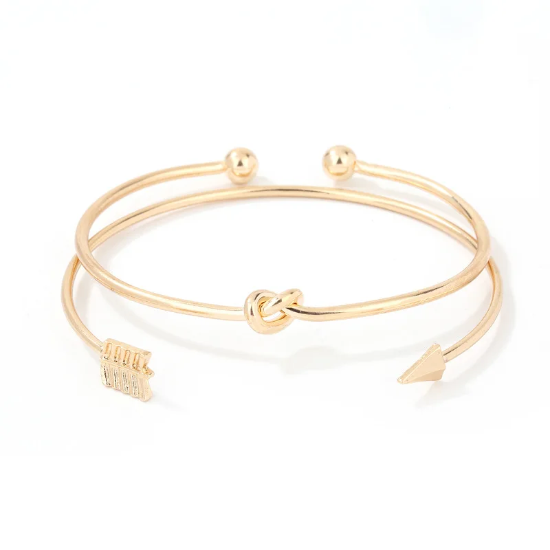 FIONTO 2 шт. винтажный браслет золотого цвета с узлом браслеты простые скрученные