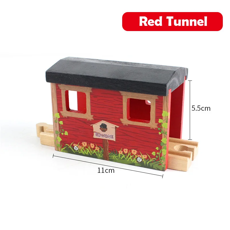 Wooden Track Railway Accessories Bridge Train Station Tunnel Cross Compatible All Brands Wood Track Educational Toys for Kids 12