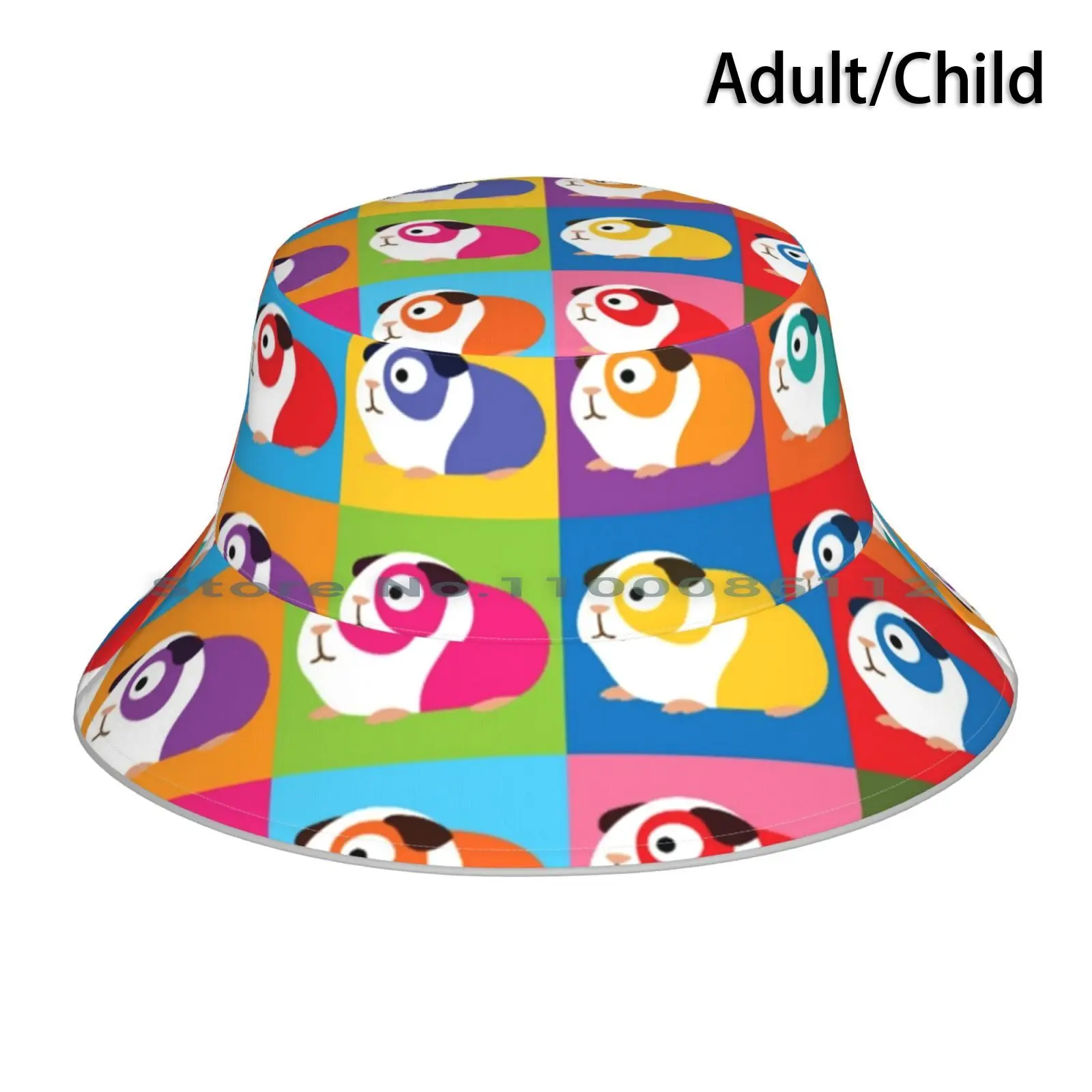 Pop Art Guinea Pigs Bucket Hat Sun Cap Guinea Pig Pop Art Cute Rodent Hamster Pet Line Art Cartoon Cavy Sketch Wheek Doodle Fun