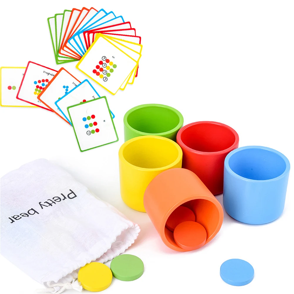 KIds Baby Color Matching Toy Montessori Wooden Color Classification Matching Cups Round Discs Kids Early Educational Toy