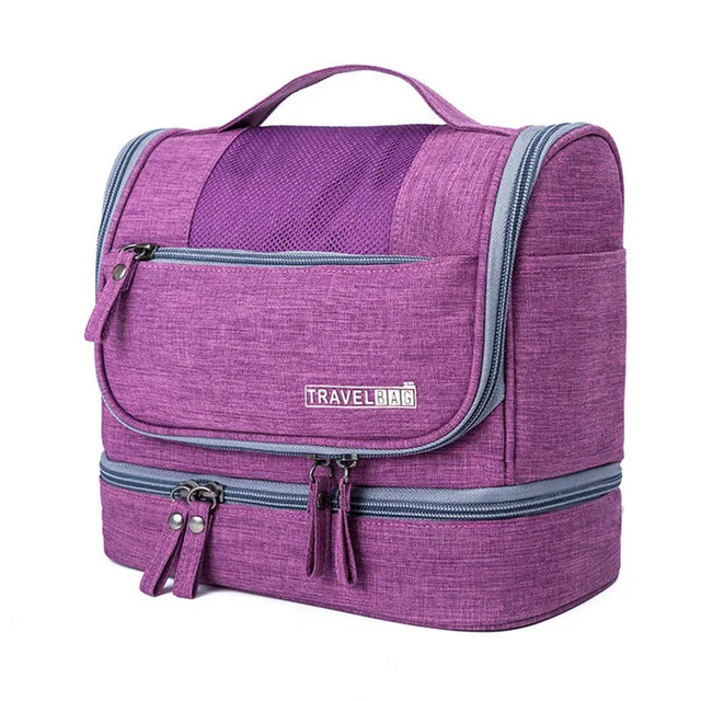 Foxmertor дорожный Органайзер сумка для косметики для женщин необходимого макияжа сумка водонепроницаемый висящий Оксфорд унисекс наборы туалетных принадлежностей сумка - Цвет: Фиолетовый