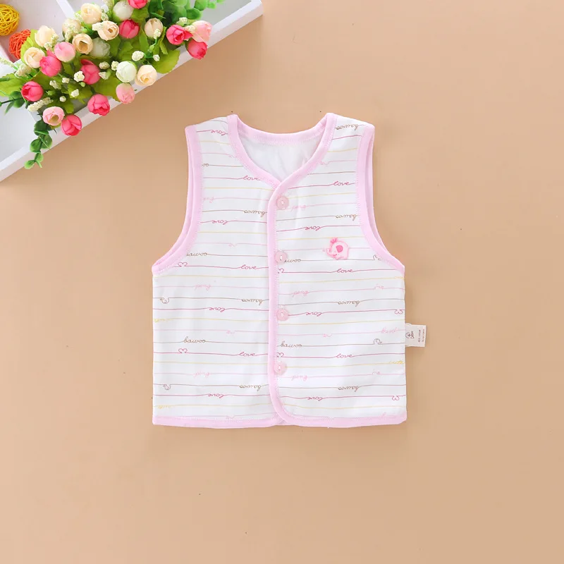 

Children vest cotton stripe baby thick clothes double-layer warmth windproof belly protection New