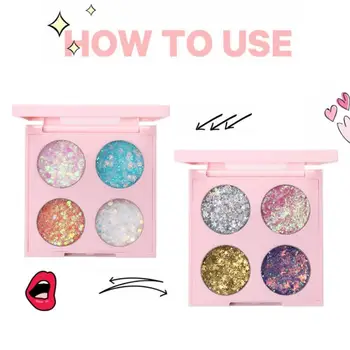 

Four-color Sequin Eye Shadow Glitter Mercury Ji Five-pointed Star Heart-shaped Sequins Shadow Palette Make Up Eyeshadow TSLM1