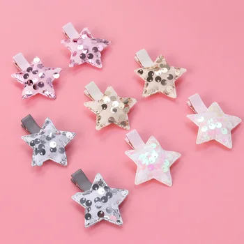 

8pcs Star Hair Clips Bling Bling Colorful Sequins Hairpin Barrette for Kids Toddlers Girls