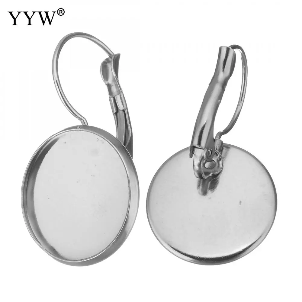 100PCs/Bag French Lever Back Earring Setting Stainless Steel Earring Base Tray Wholesale Earring Finding for DIY Jewelry