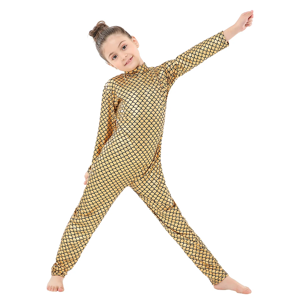 Цельнокроеный комбинезон с блестками для маленьких девочек из спандекса детские